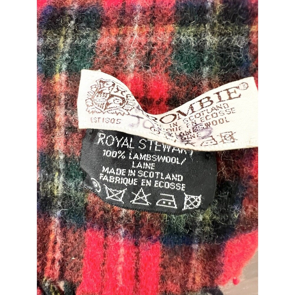 Vintage Crombie 100% WOOL PLAID THROW Lap Blanket Stadium Cabin Fringe Scotland - Picture 6 of 6